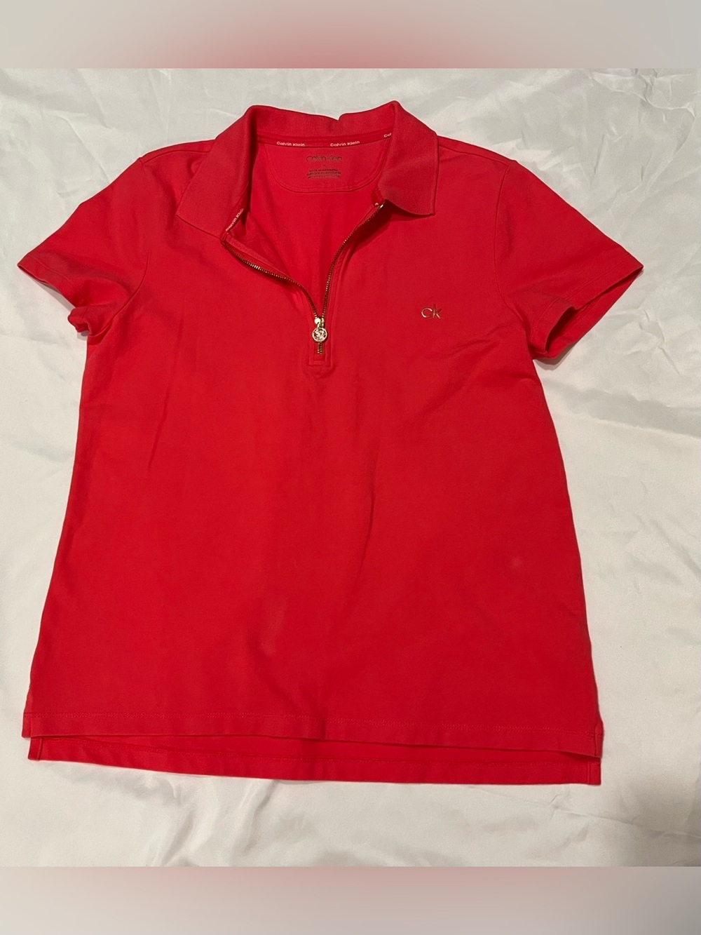 Calvin Klein Bright Pink Zip Polo Shirt